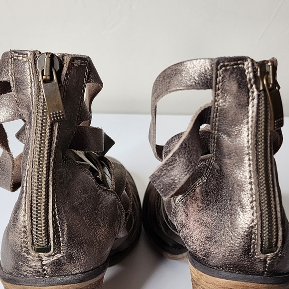 Free People Metallic Leather Strappy Hybrid Ankle Bootie Size 39/US8.5 - Picture 6 of 11